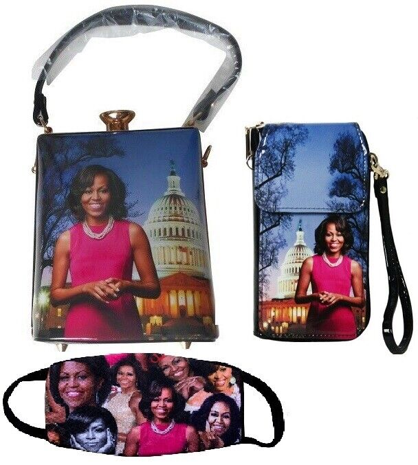   Michelle Obama  Tote Purse + Cell Phone Case w/ Face Covering   - Gift Set