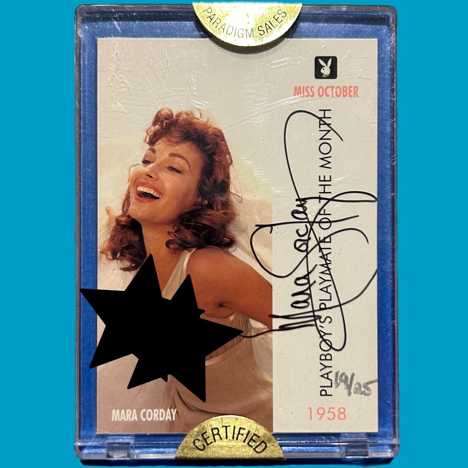 1997 Playboy Centerfold Collector Card Signed #19/25 1958 #14 Mara Corday Rare
