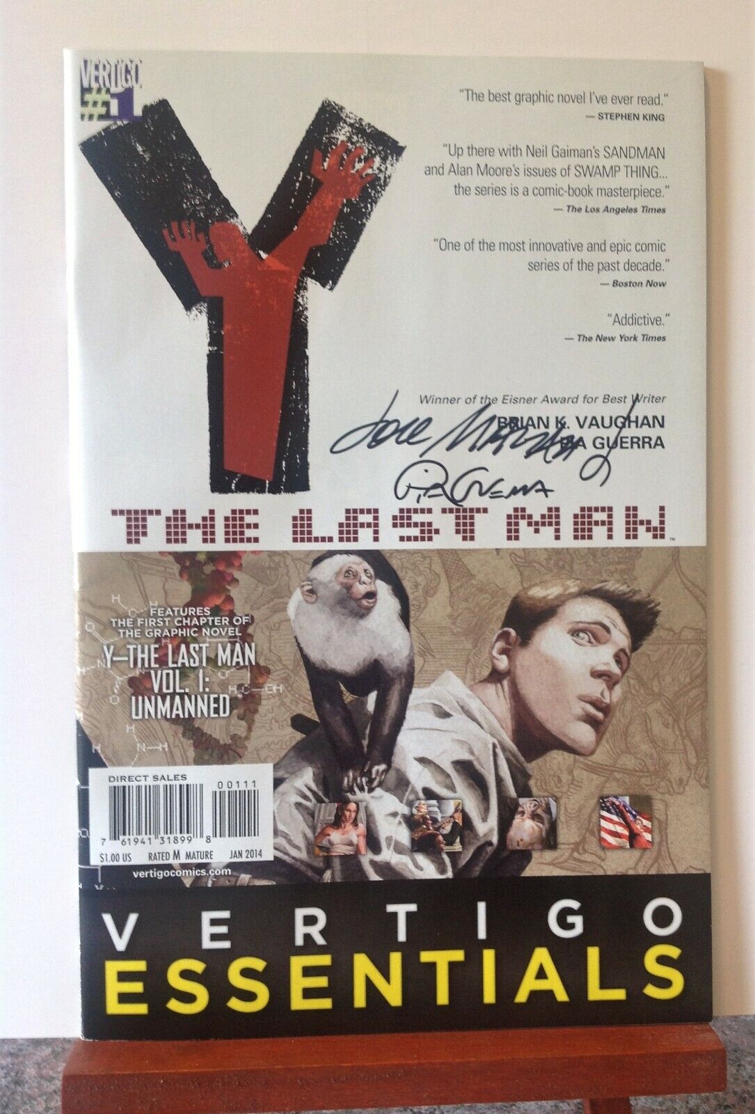 Y: The Last Man #1 Vertigo Essentials 2013 Signed Pia Guerra Jose Marzan, Jr.