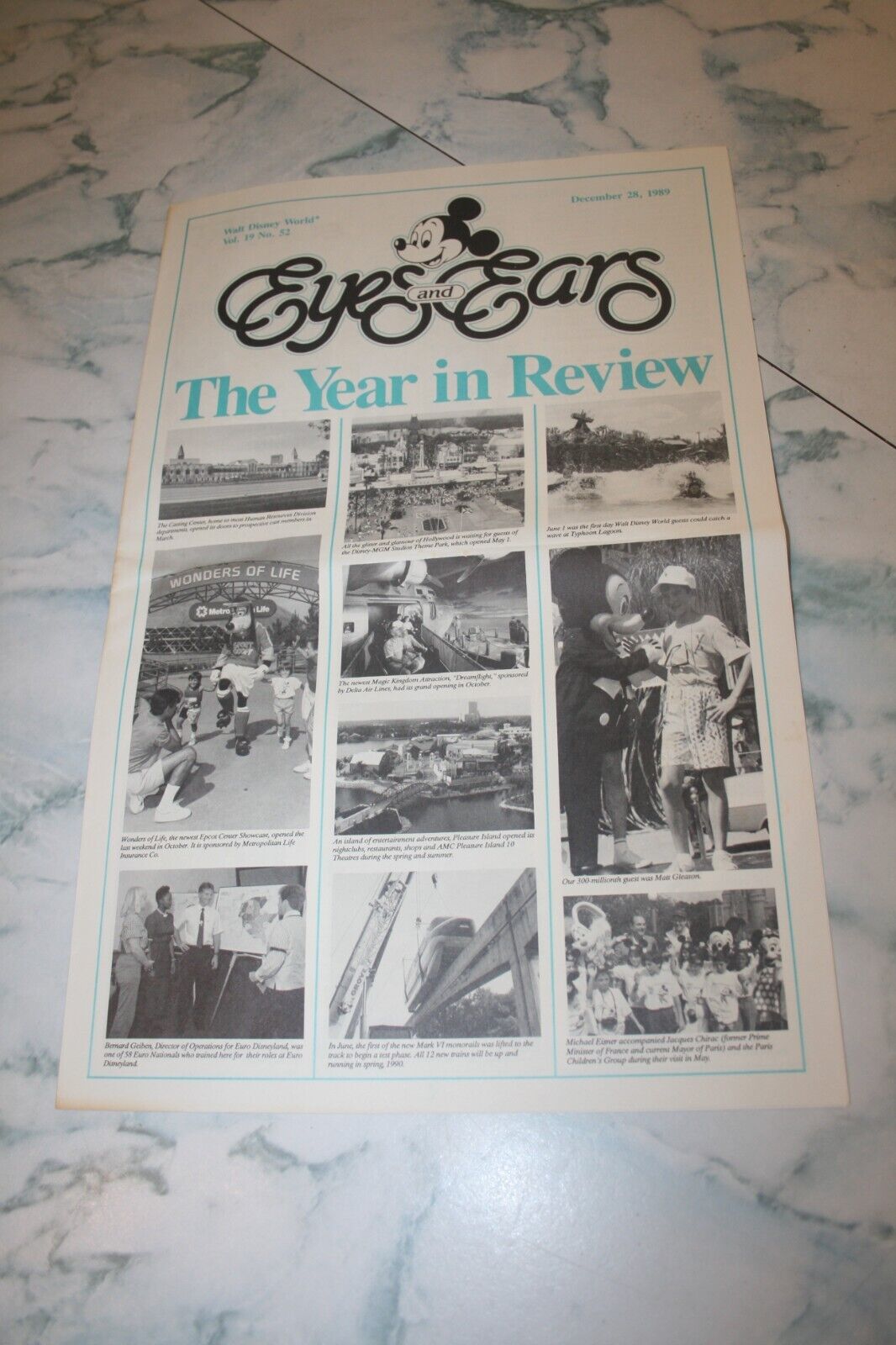 Vintage WDW Eyes and Ears Cast Exclusive Newsletter Dec 28, 1989