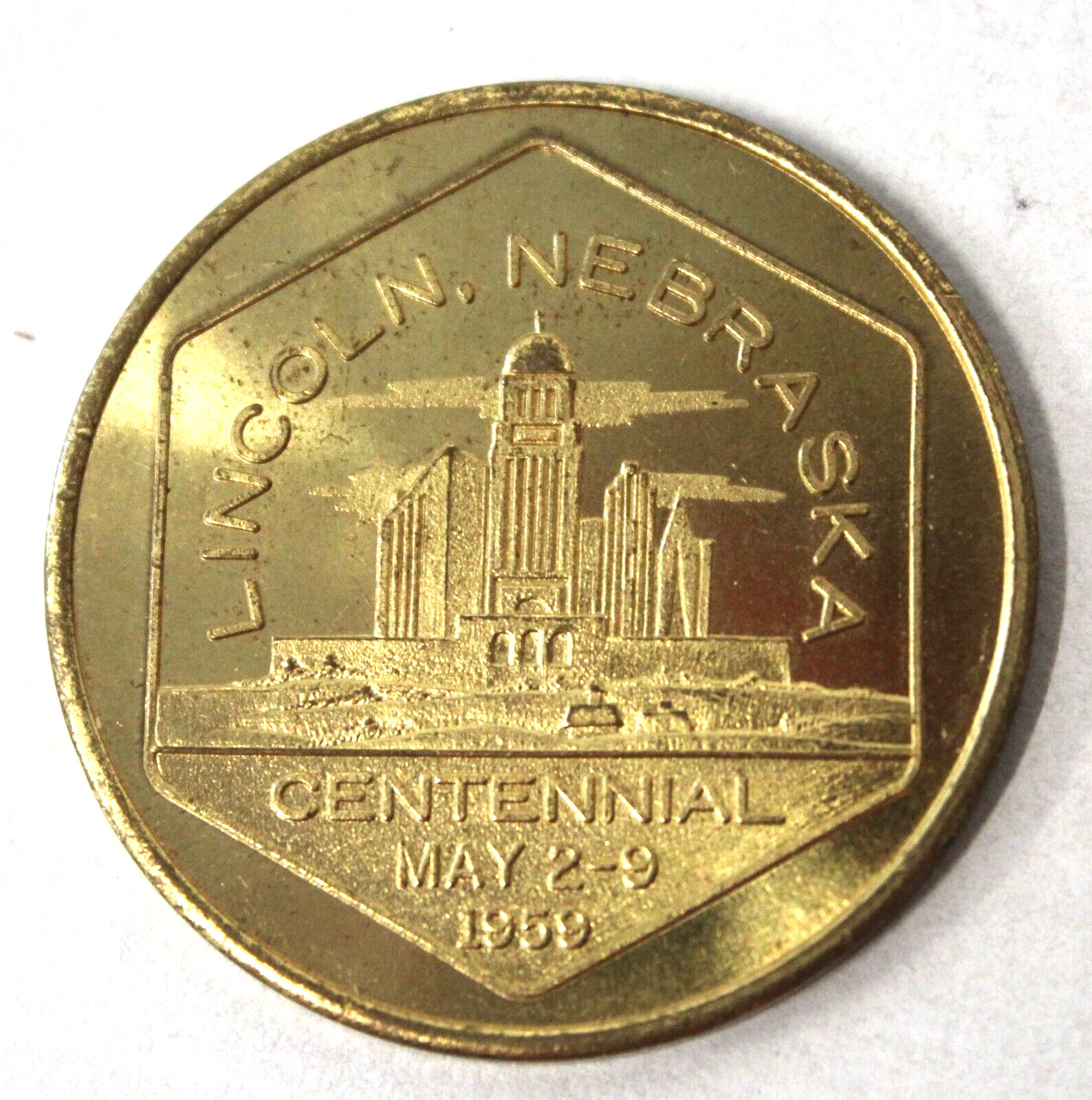Vintage 1959 Lincoln Nebraska, Centennial Souvenir Coin - 50 cent Trade Token