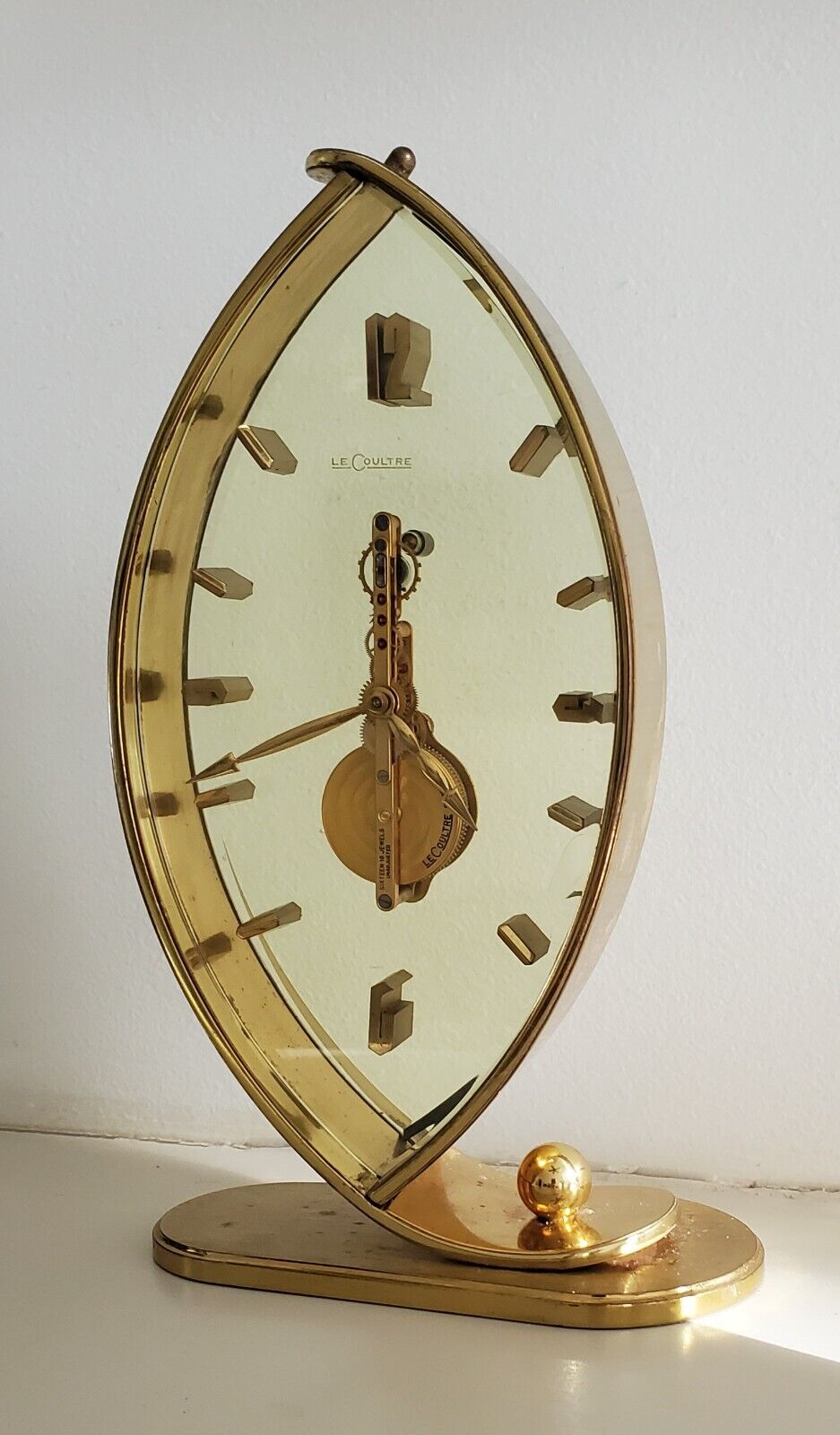 8 Day LeCoultre Inline Skeleton Shelf Clock 1959 Fashion Award to Adele Simpson