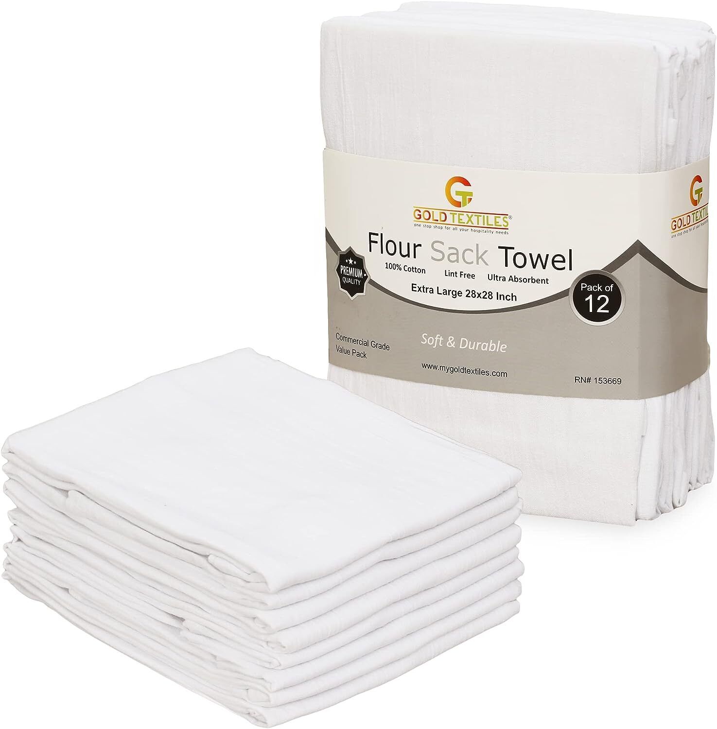 Flour Sack 28x28 Kitchen Towel Set 100% Cotton Dishcloths Bulk Pack of 12,24,192