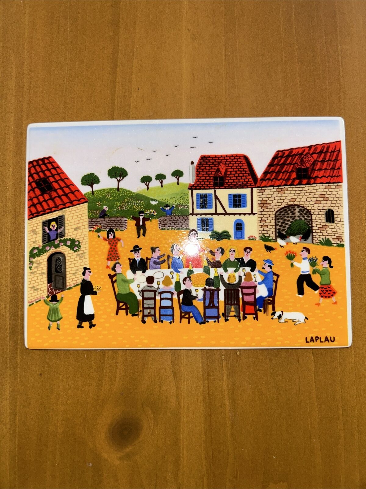 Villeroy & Boch Vintage Vilbo Card Village Festival By Folk Artist Gerard Laplau