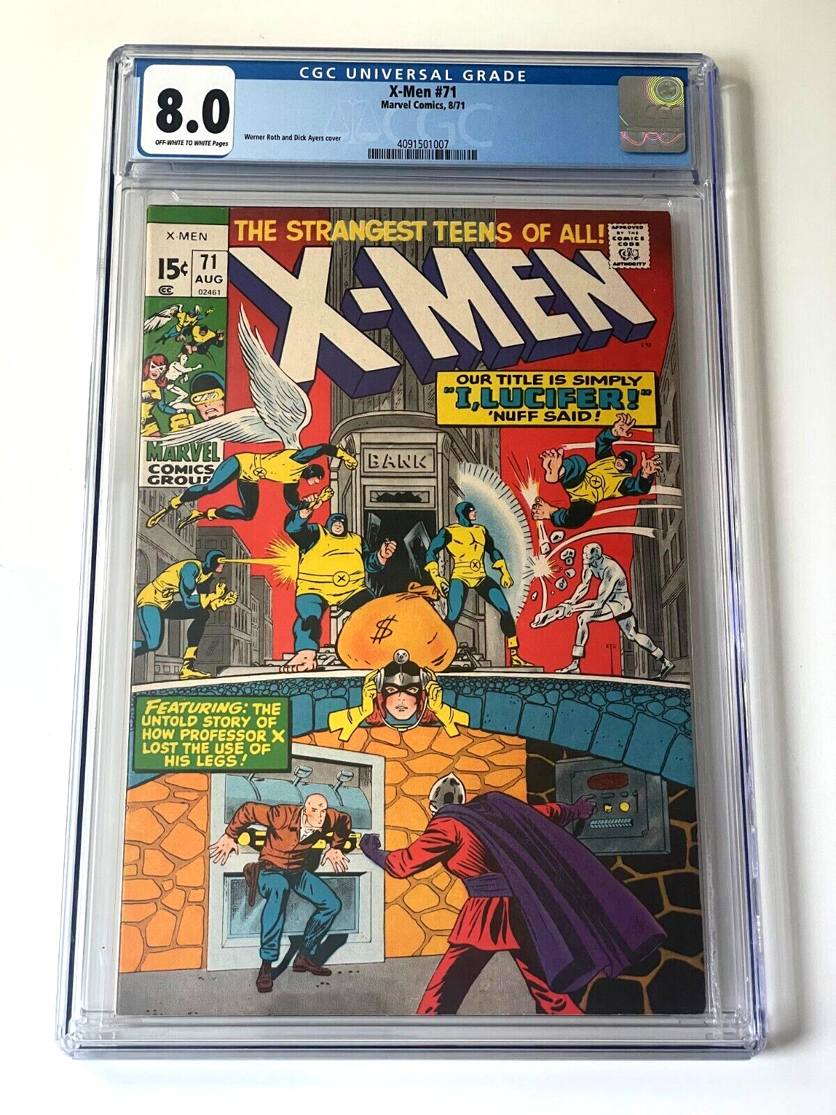 X-Men #71 CGC 8.0 1971 Marvel Comic Book Bronze Age Werner Roth Cover Prof X