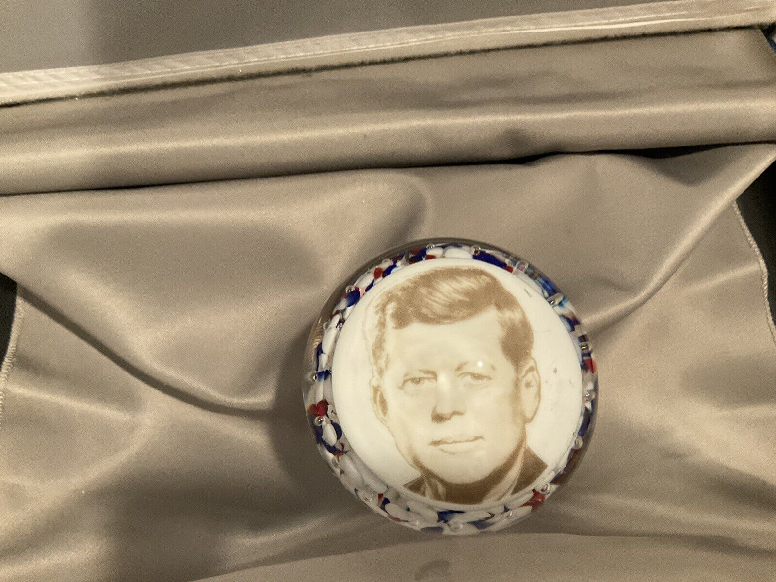 JFK John F Kennedy Solid Glass Paperweight..1960s