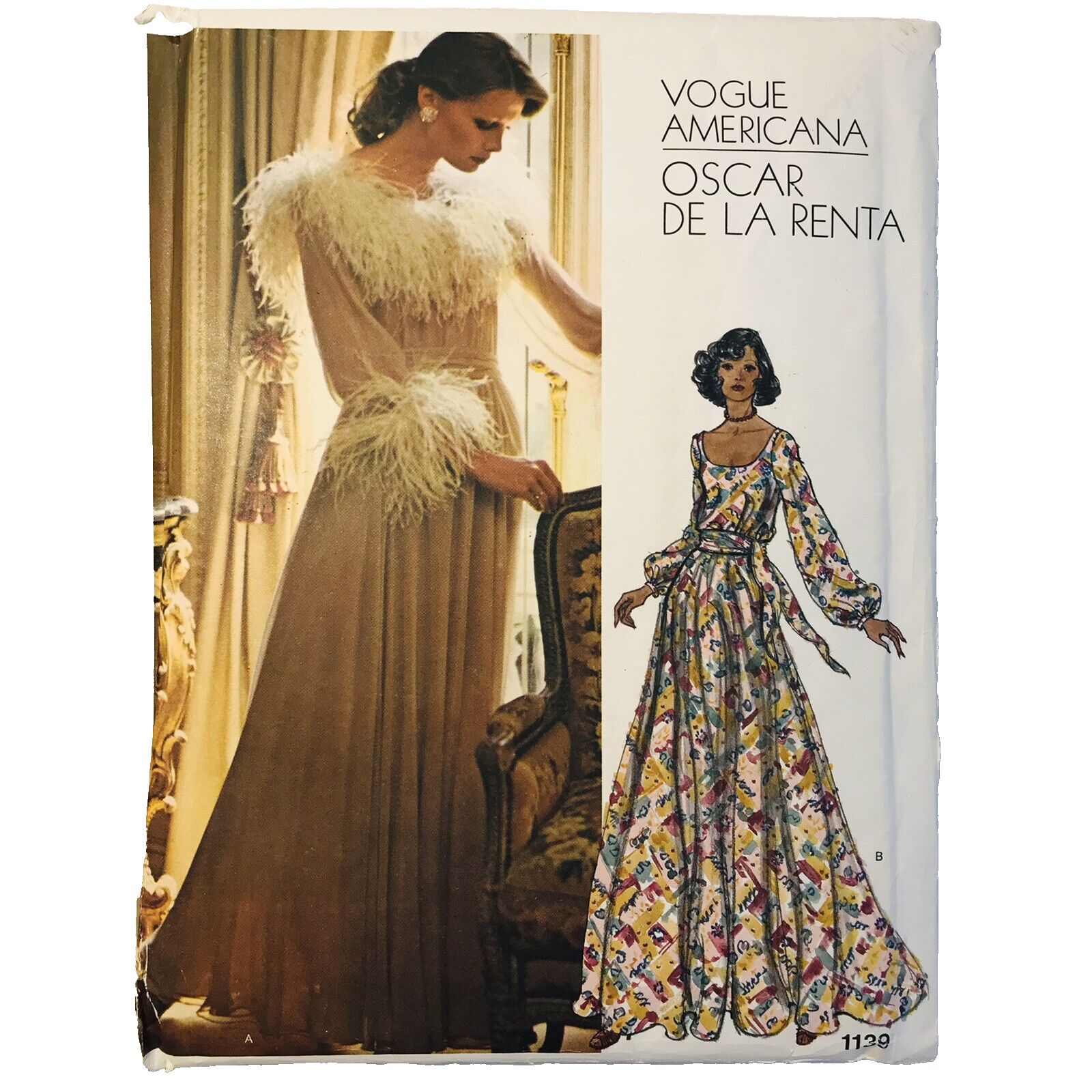 VOGUE AMERICANA Vntg  Evening Dress Pattern #1139 Oscar De La Renta-UNCUT/Sz 10