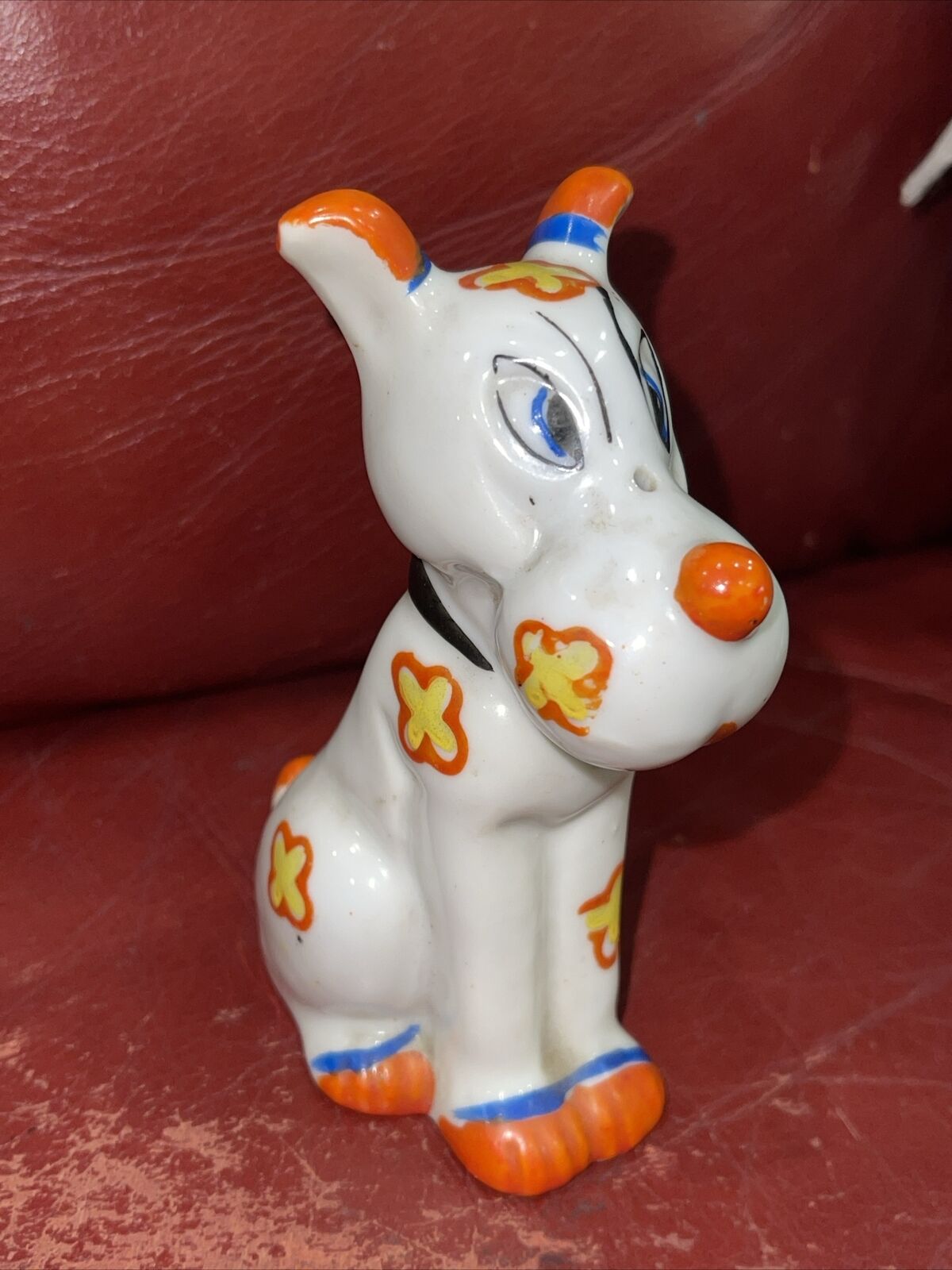 Vtg Ceramic Colorful Dog Puppy Figurine 4 1/2”