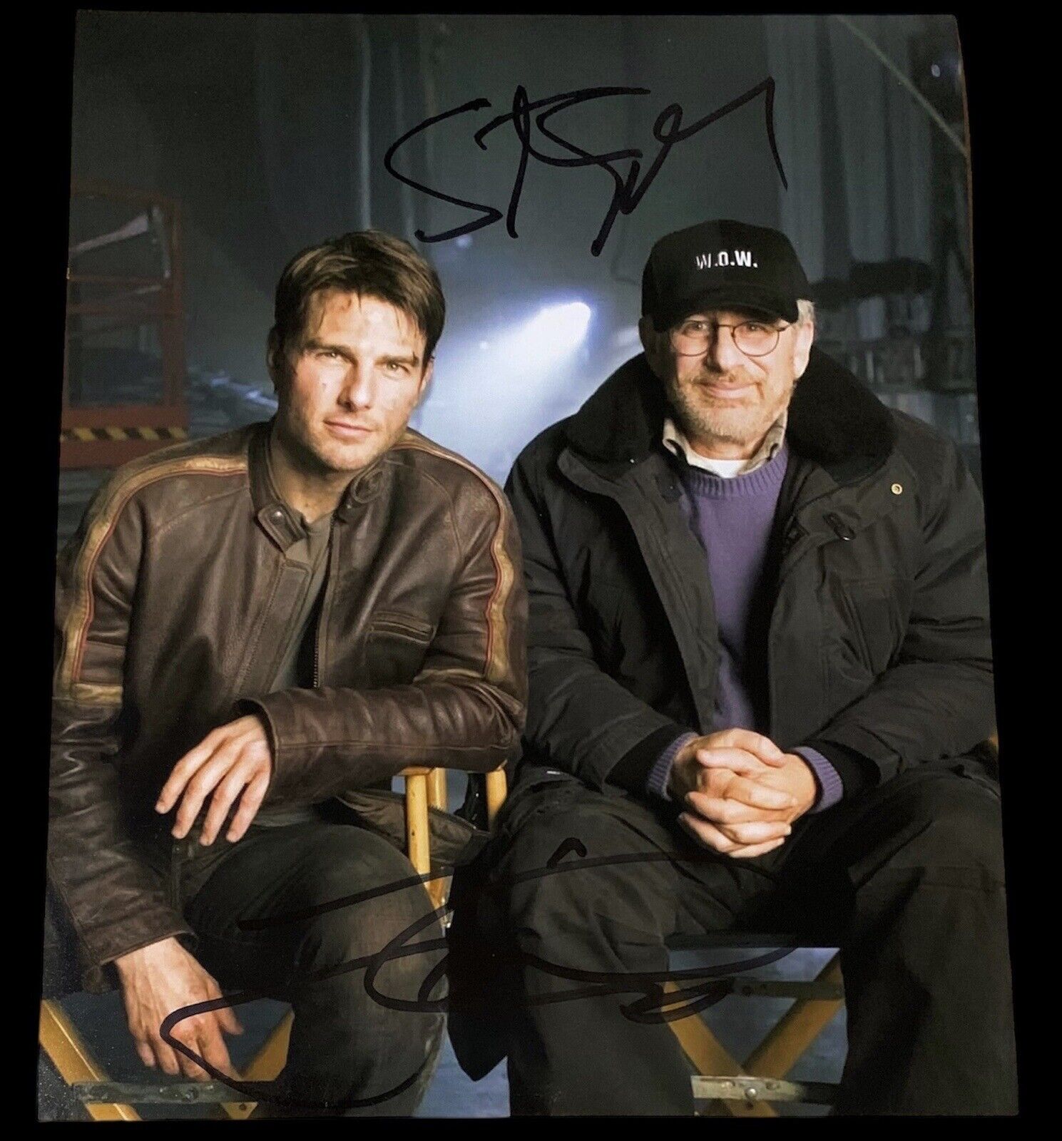 SIGNED STEVEN SPIELBERG TOM CRUISE WAR OF THE WORLDS SIGNED PHOTO RARE