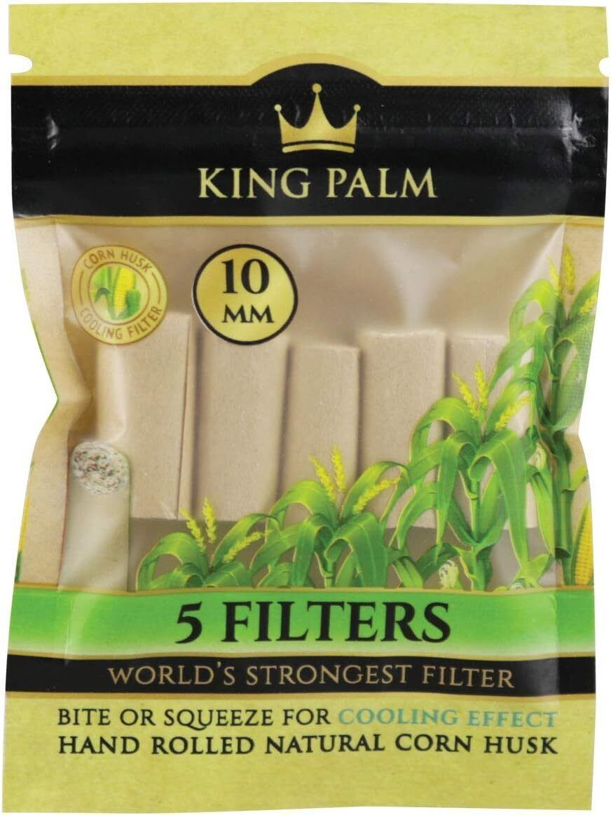 King Palm | 10mm | Flavored Filter Rolling Tips | 5 Per Pack (24pc Display)