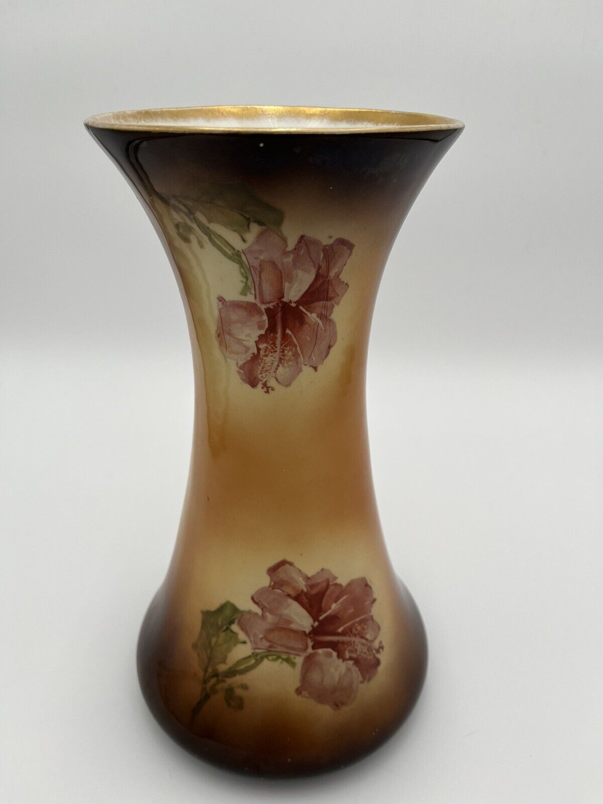 Antique Warwick IOGA Vase Floral Hibiscus Design A-27 VERY NICE CONDITION