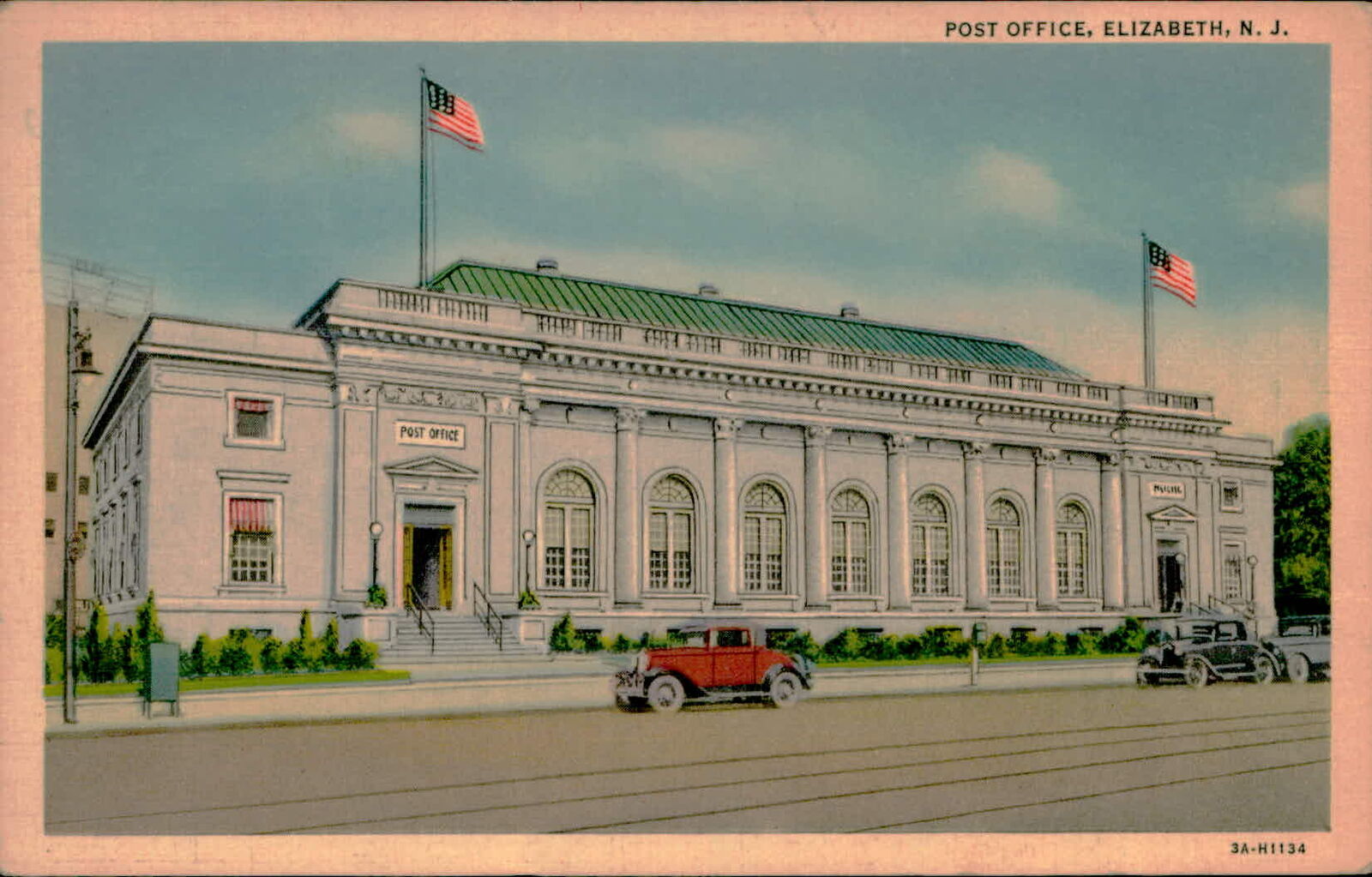 Postcard: CO POST OFFICE BELE POST OFFICE, ELIZABETH, N. J.