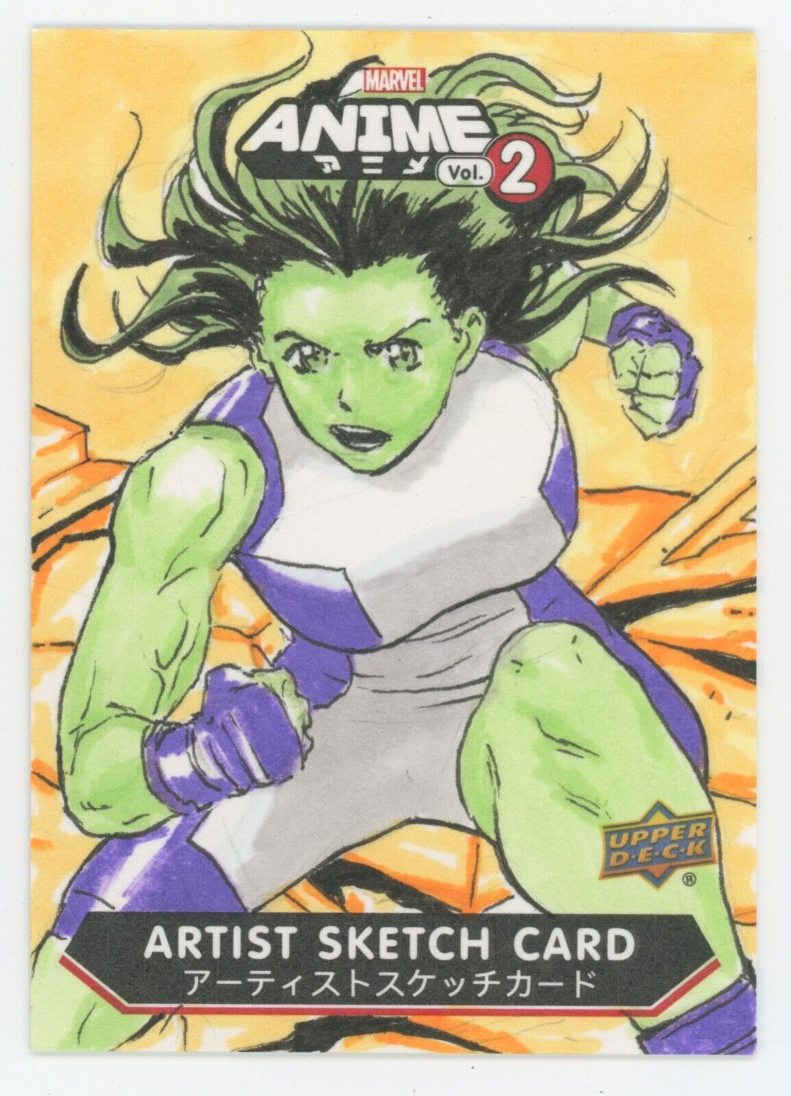 2023 Upper Deck Marvel Anime Vol 2 Artist Sketch Card She Hulk by Jomar Bulda