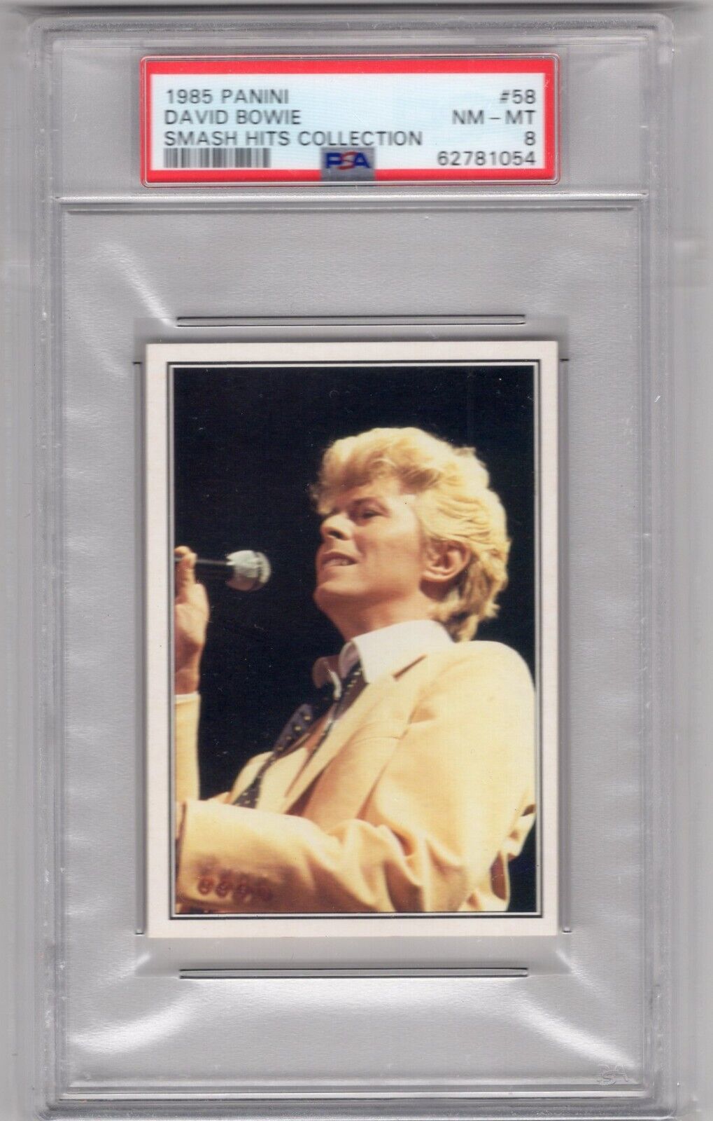 1985 Panini The Smash Hits Collection # 58 David Bowie PSA 8 POP 1 Highest