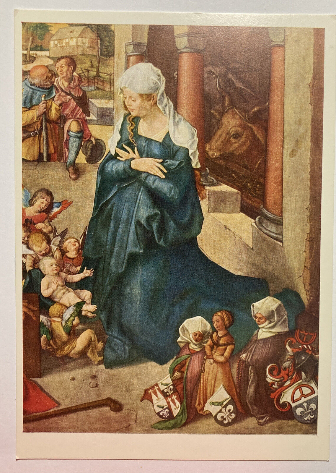 Vintage Postcard Madonna Birth Of Christ Baby Angels Albrecht Durer Art p2