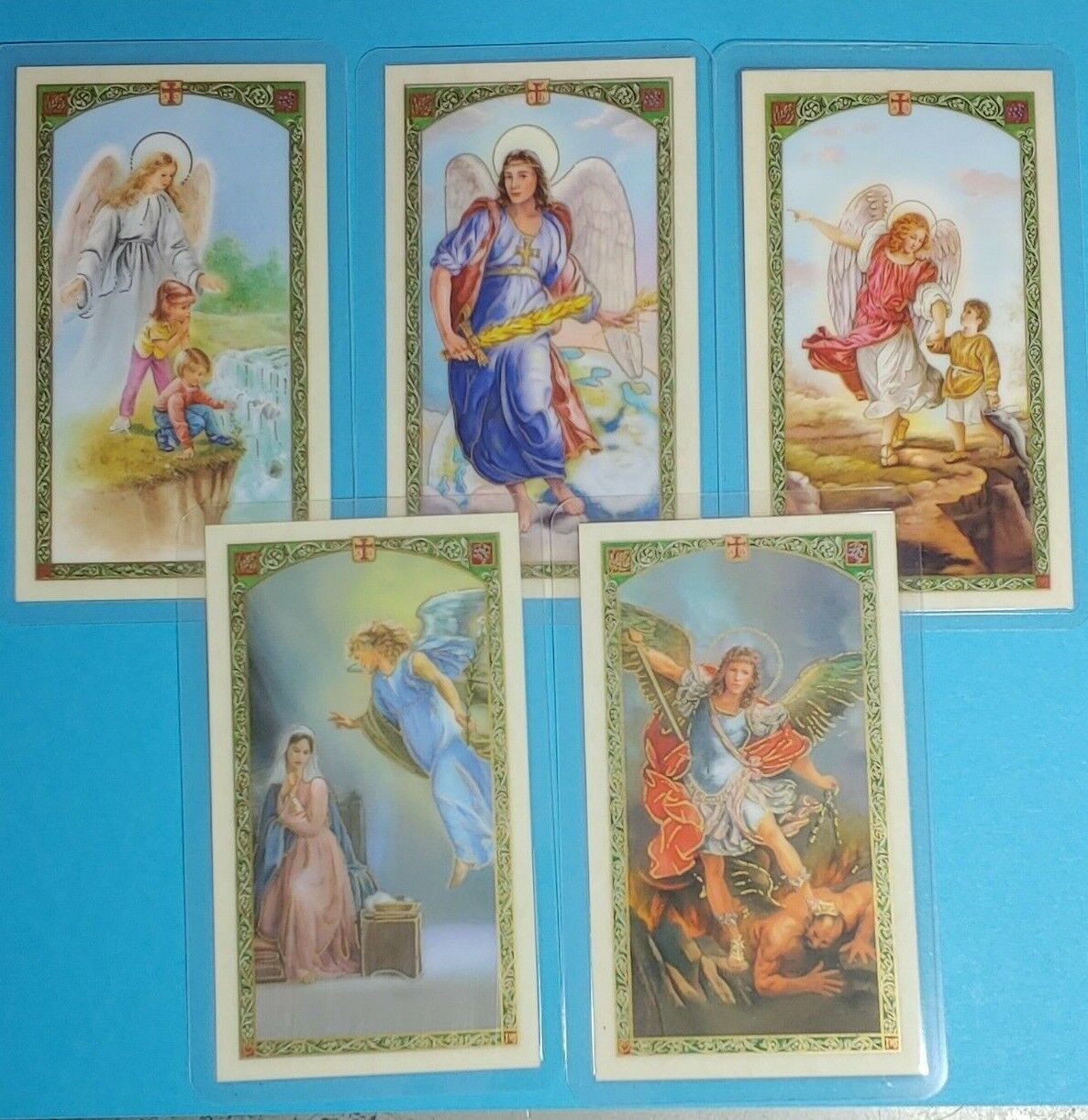 Archangel Angel Laminated Holy Cards Set Michael Gabriel Raphael Uriel Guardian