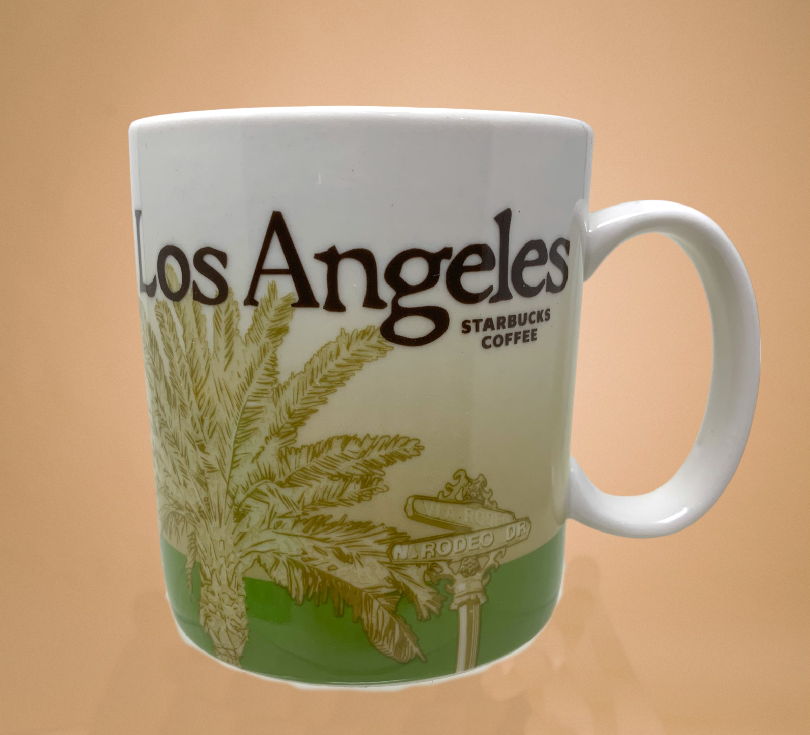 Starbucks Global Icon City 2012 Los Angeles 16 oz Ceramic Coffee Mug Green
