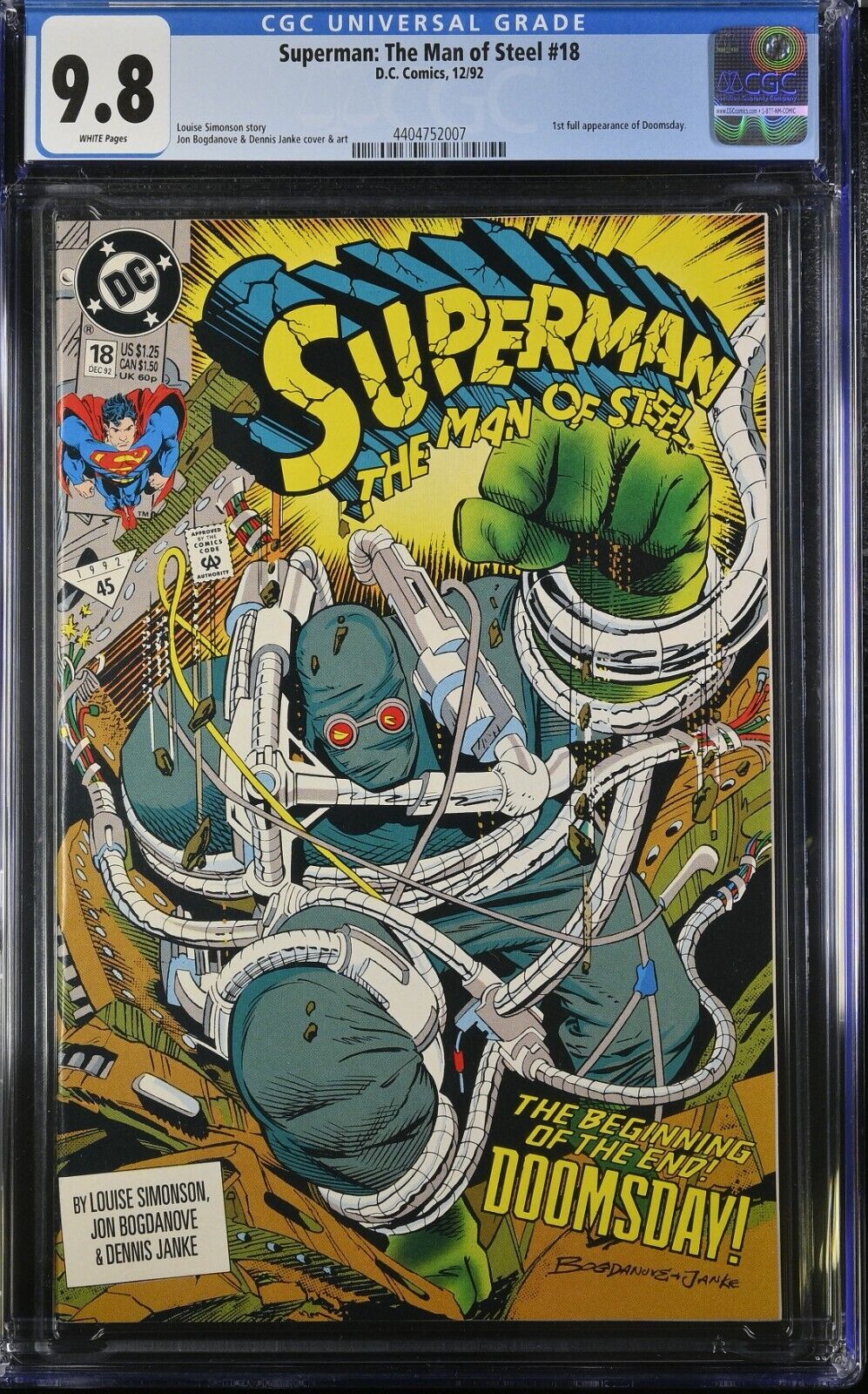Superman The Man of Steel (1991) #18 CGC 9.8 🔑1st Appearance Doomsday🔑KEY