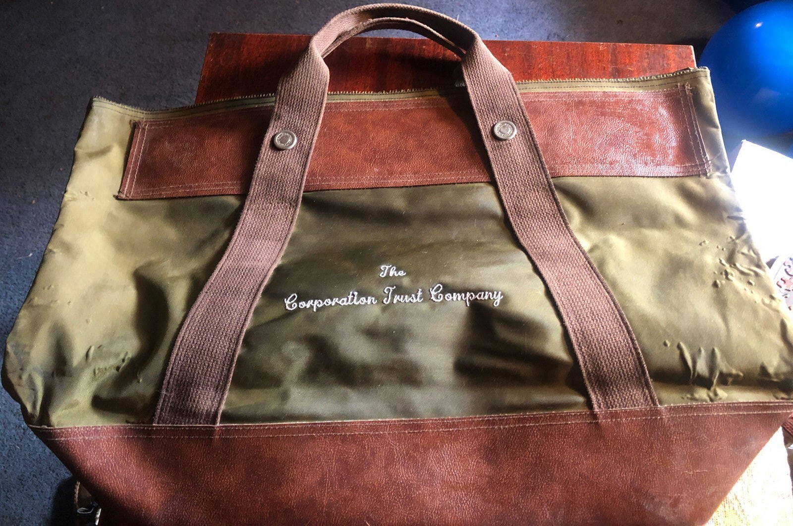 Vintage Rifkin Large Canvas & Leather Bank Bag 25” x 17” Courier Money