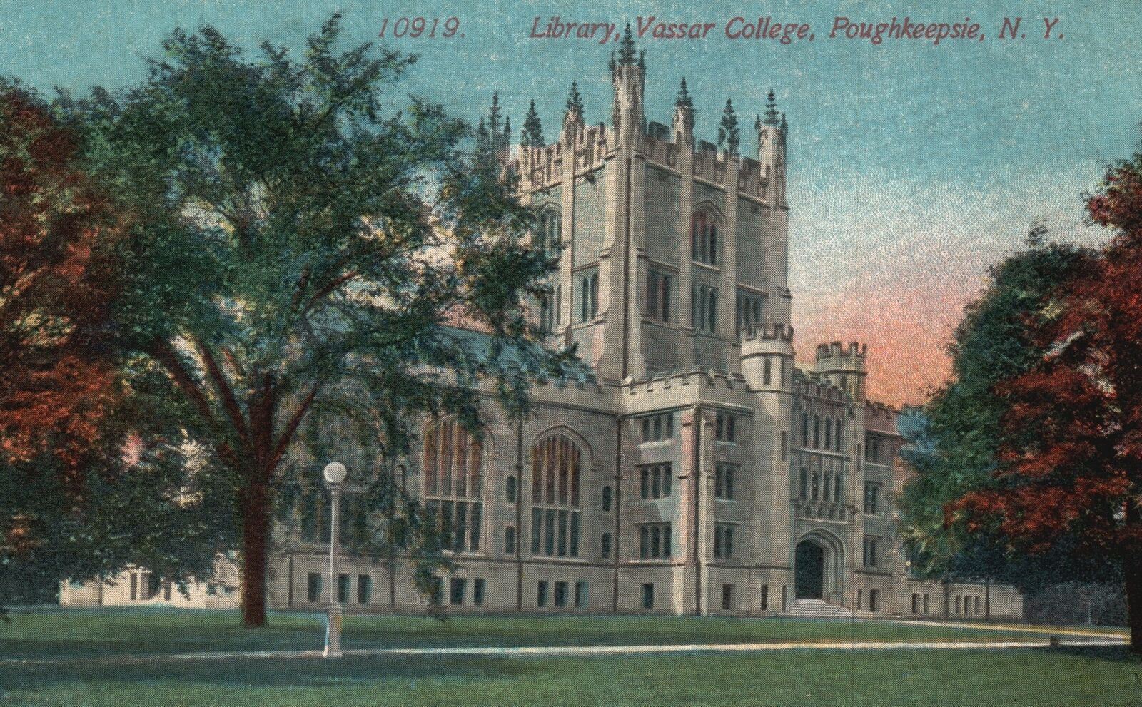 Vintage Postcard 1910\'s Library Vassar College Poughkeepsie New York NY