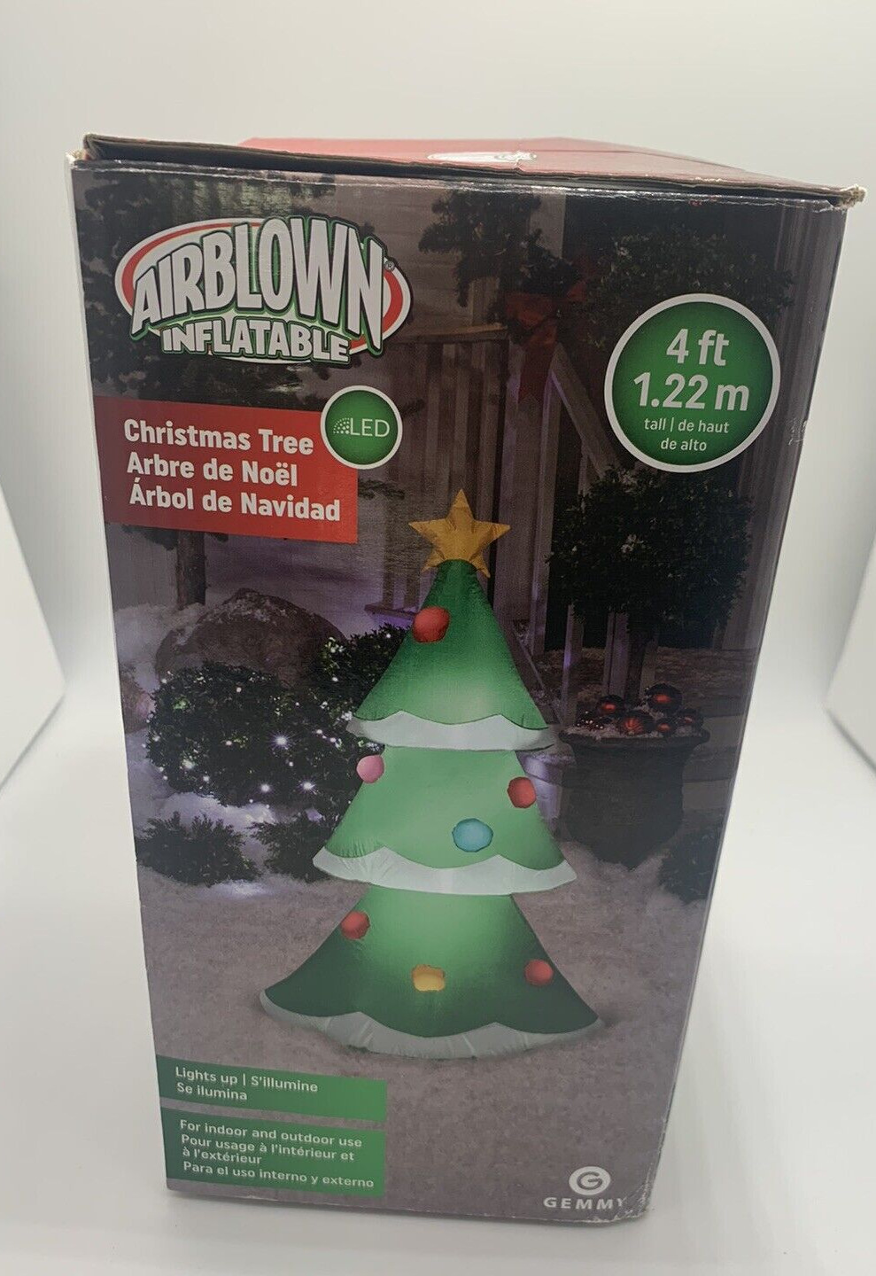 Gemmy Airblown Inflatable 4ft Lighted Christmas Tree #1292357 Green Open Box