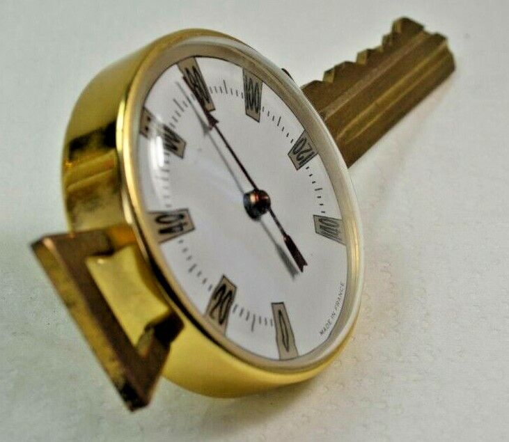 Florn France Key Desk Thermometer Vintage Mid-Century Brass