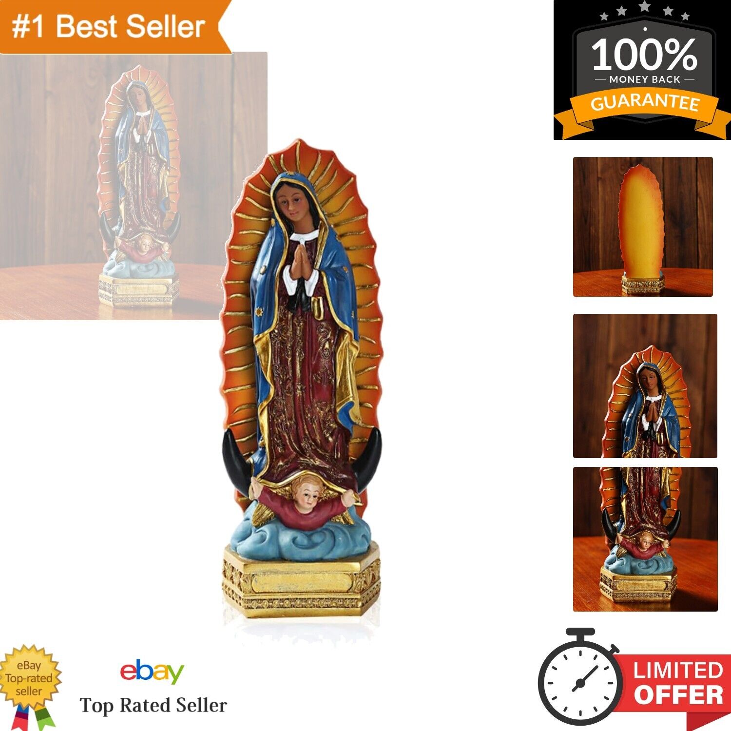 Our Lady of Guadalupe Resin Statue Sculpture - Blessed Mother Madonna Figurine