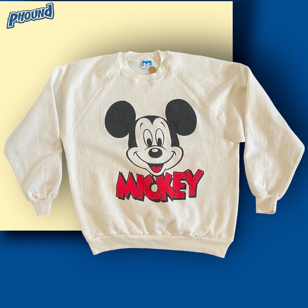 Vintage Rare 80s Disney Mickey Mouse Florida Crewneck Size XL Stain Cool Raglan