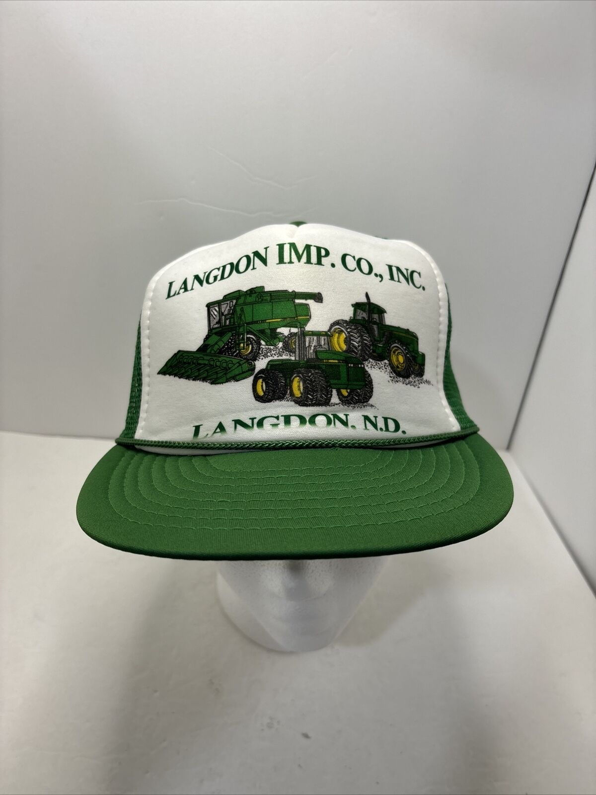 VTG Trucker Mesh Snapback Hat Langdon Imp. Co. Inc. John Deere Tractors
