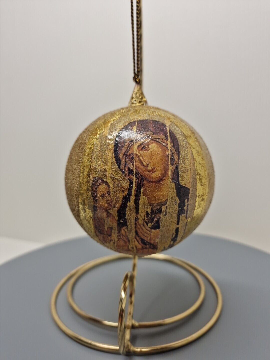 VTG Madonna and Child Christ Religious Christmas Three Ornament, D2