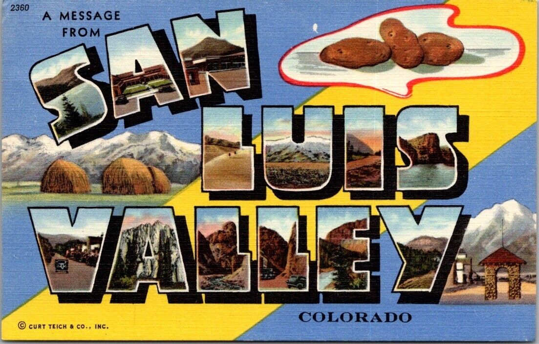 San Luis Valley CO Colorado Large Letter Greetings Vintage Postcard Unposted