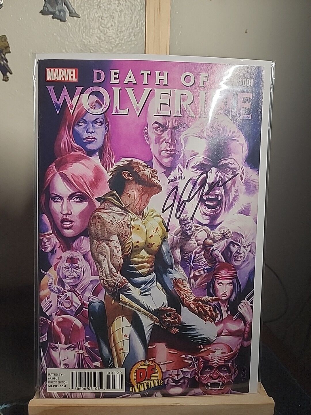 DEATH OF WOLVERINE 1 SIGNED BY JG JONES DYNAMIC FORCES EXCLUSIVE VARIANT 2015 .