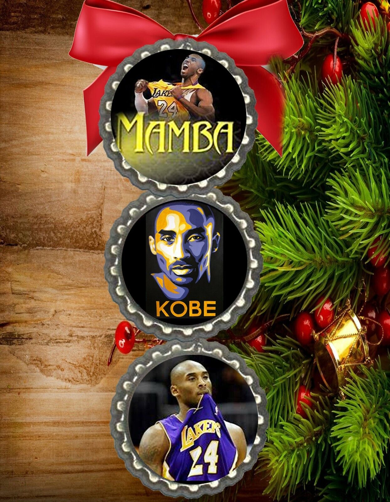 Kobe Bryant LA Lakers bottlecap christmas ornaments tree decorations ornament 