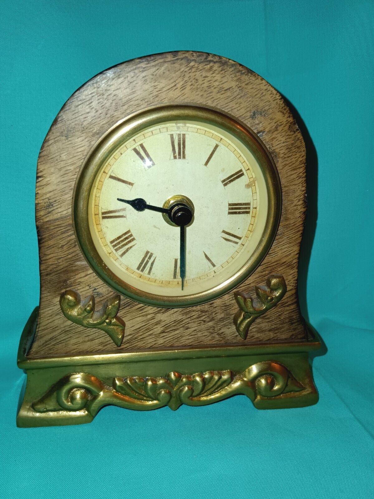 Wood and Brass Shelf Clock