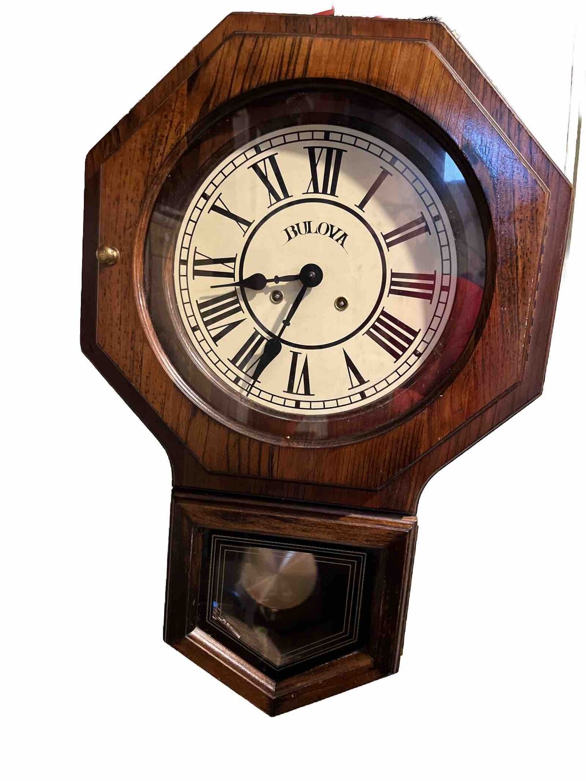 Vintage Bulova German Wall Clock Chimes Pendulum Key Working 1979