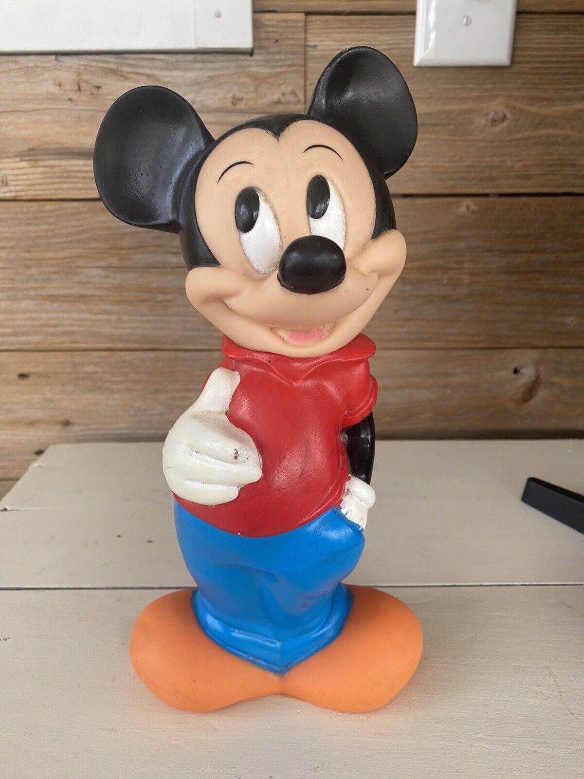 Vintage Disney Mickey Mouse Rubber Piggy Bank Illco Toys 1970