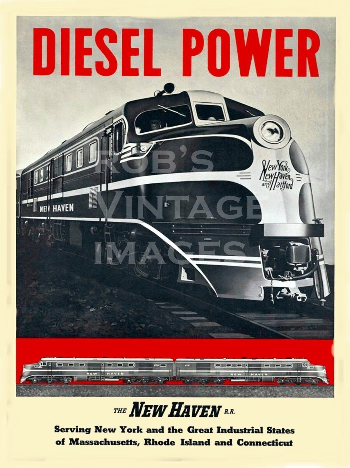 New York Hartford New Haven Railroad Photo Poster train DL-109 Locomotive Diesel