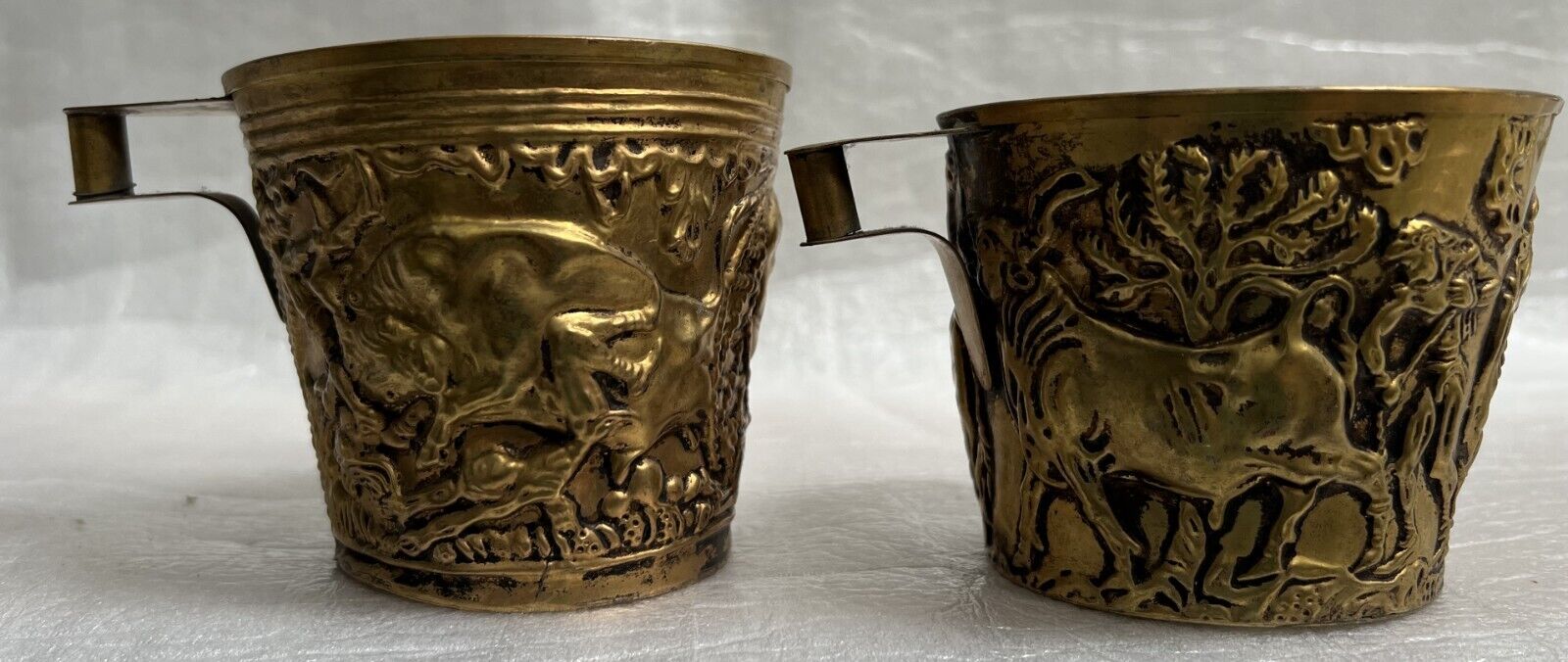 Mid Century Vintage Mycenaean Vaphio Cups A Pair High Relief Greek
