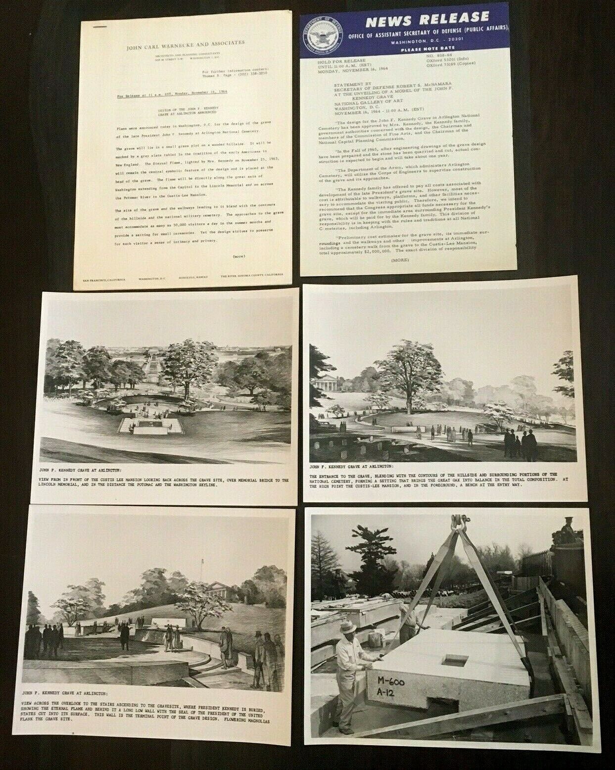 1964 John F Kennedy Grave Design Photos Press Releases Arlington Natl Cemetery