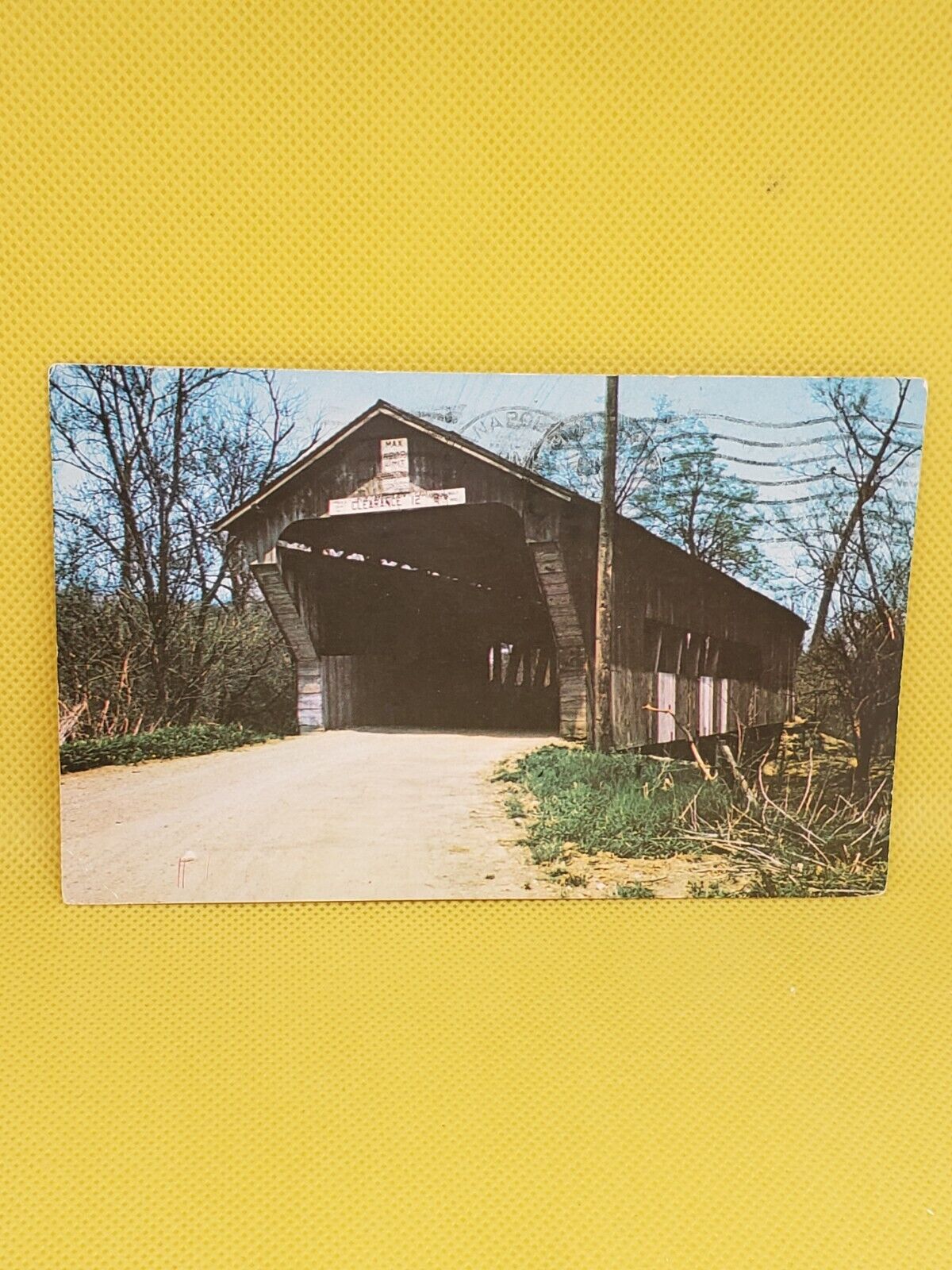 Preble County College Corner Ohio State Line Covered Bridge Postcard #178