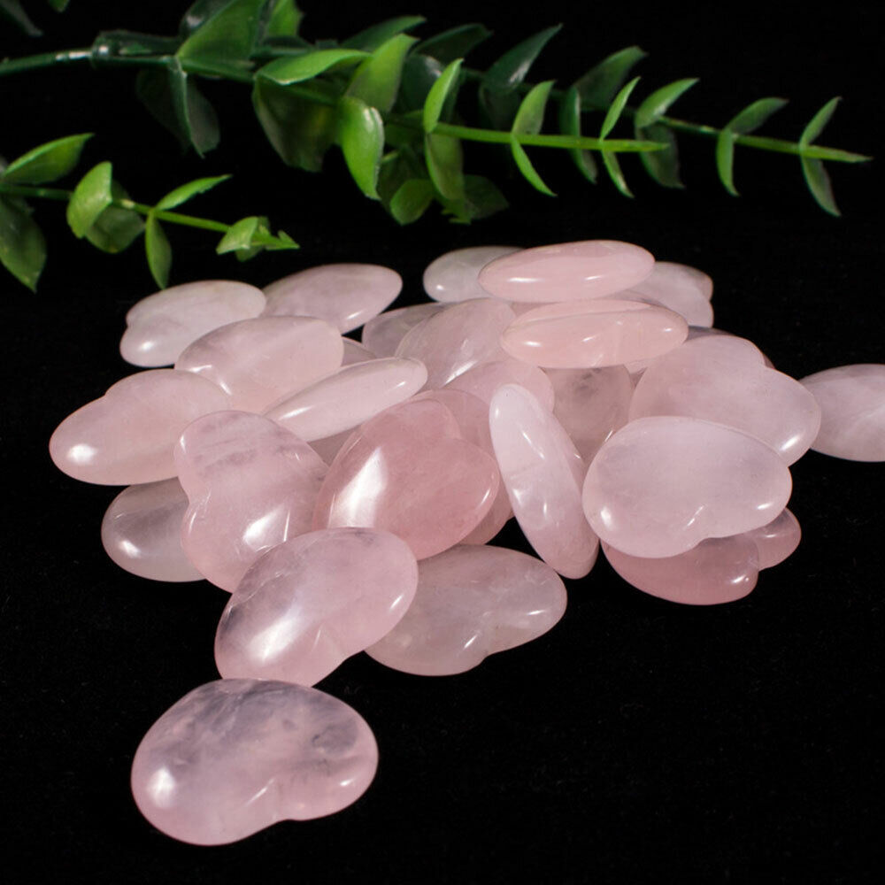 Natural 10/30/50PC Rose Quartz Pocket Palm Worry Stones Heart Healing Crystal