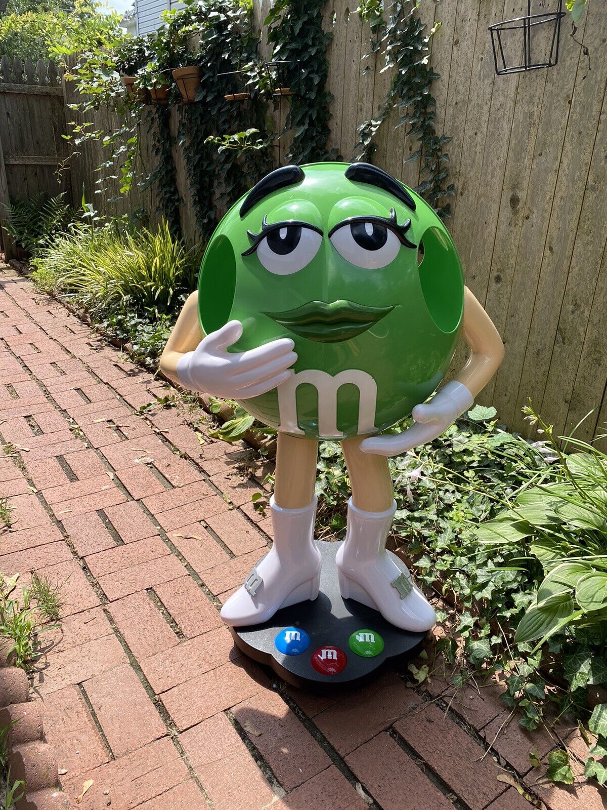 M&M Green Female Candy Character 38’’ Store Display On Wheels Rare