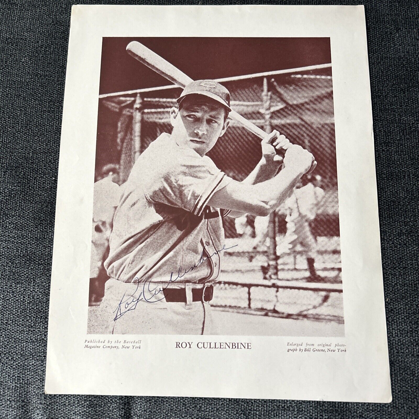 Roy Cullenbine MLB  Autographed Signed Photo 9.5x12