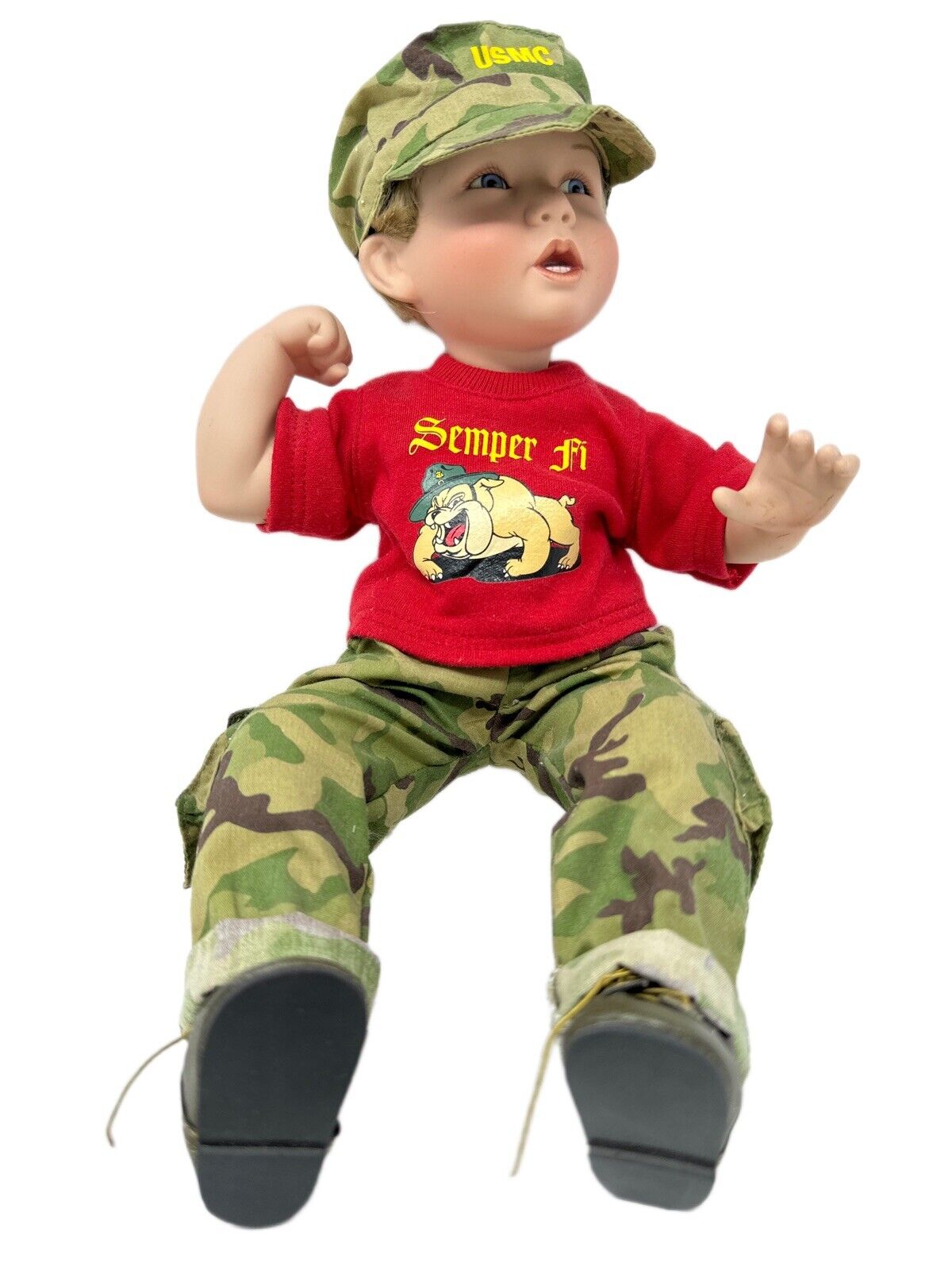 Ashton Drake Galleries USMC Boy Doll Porcelain Semper Fi Military Retired Item