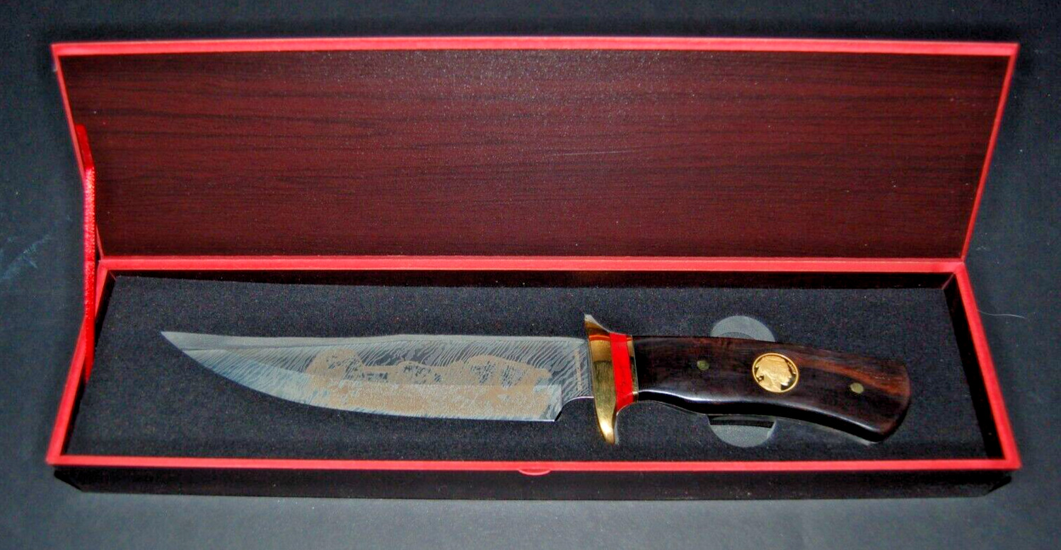 American Mint West Gold & Silver Coin Gold Buffalo Bowie Knife & Box