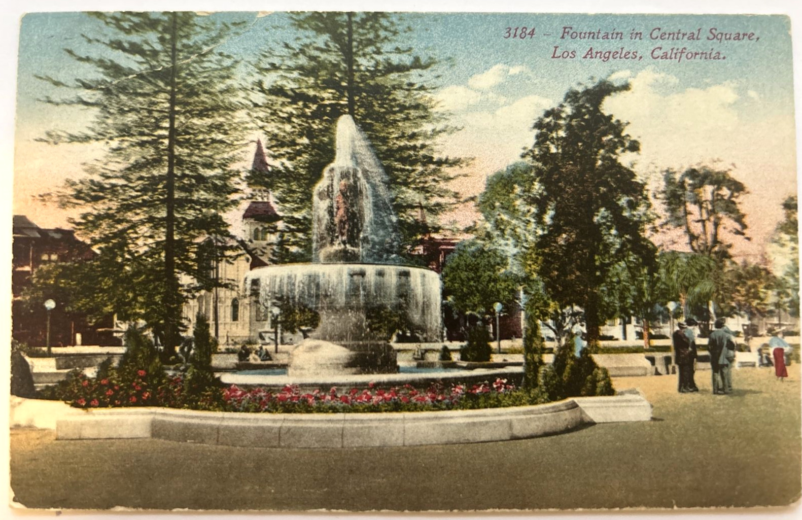 Los Angeles Ca. Fountain in Central Square Divided Back Postcard c1910s UNP