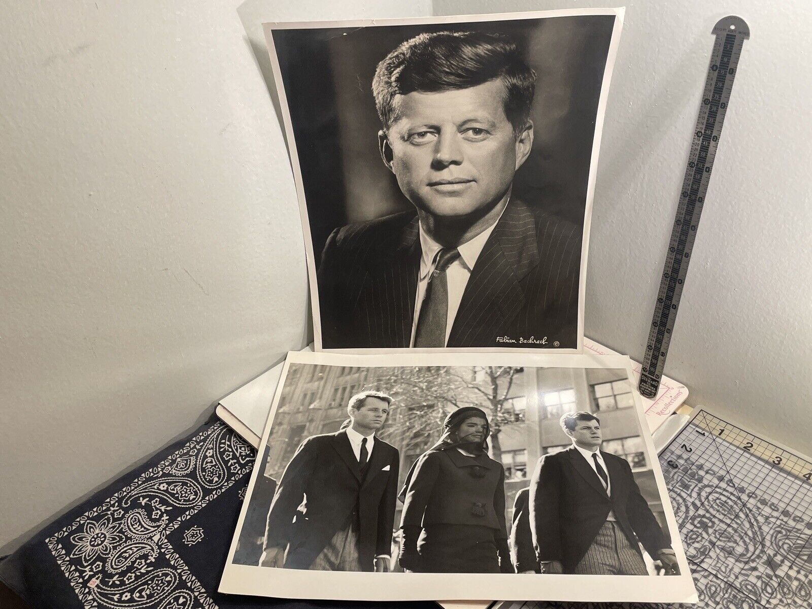 John F. Kennedy black & white potrait photo by Fabian Bachrach Bonus RFK Jackie