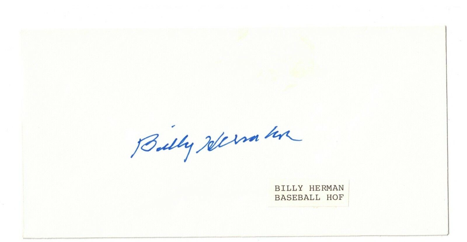 BILLY HERMAN AUTOGRAPH, BASEBALL HALL OF FAME, on blank envelope