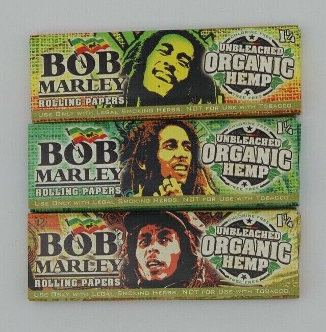 3X BOB MARLEY ROLLING PAPERS 1 1/4 UNBLEACHED ORGANIC HEMP 33 SHEETS PER PACK