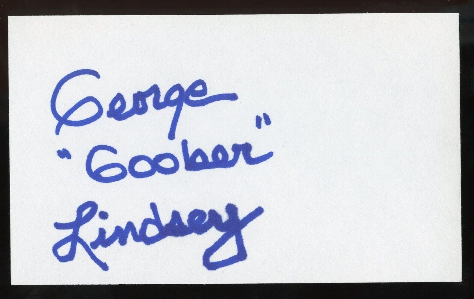 George Lindsey d2012 signed autograph 3x5 index card Andy Griffith Show R545